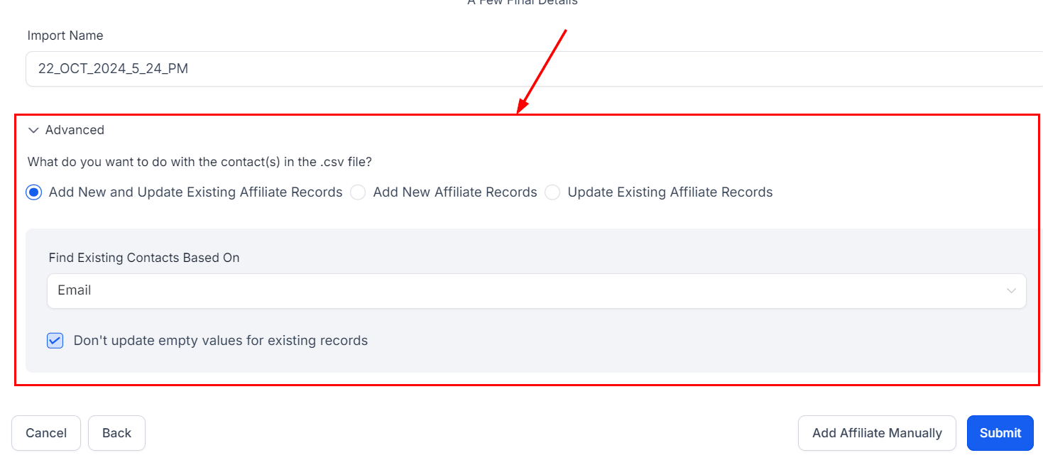 Uploading an Affiliate List in the Affiliate Manager (5)