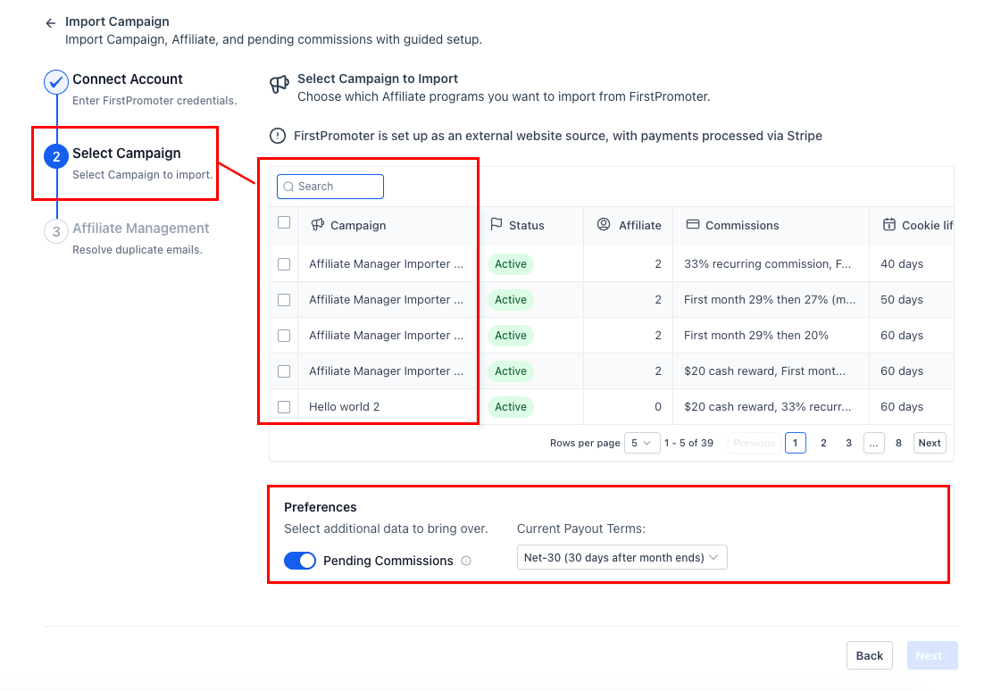 Importing Affiliate Manager Campaigns in the Affiliate Manager (3)