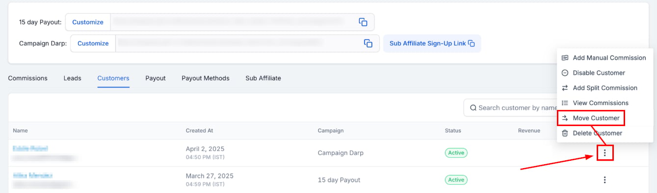 Removing a Customer from an Affiliate in the Affiliate Manager