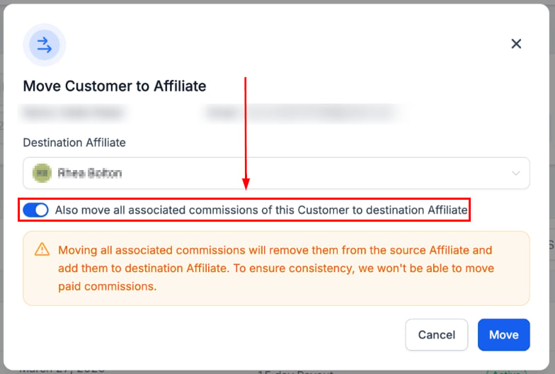 Removing a Customer from an Affiliate in the Affiliate Manager (3)