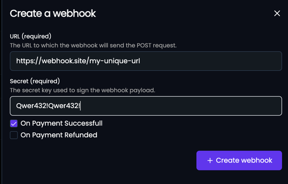 Create a webhook