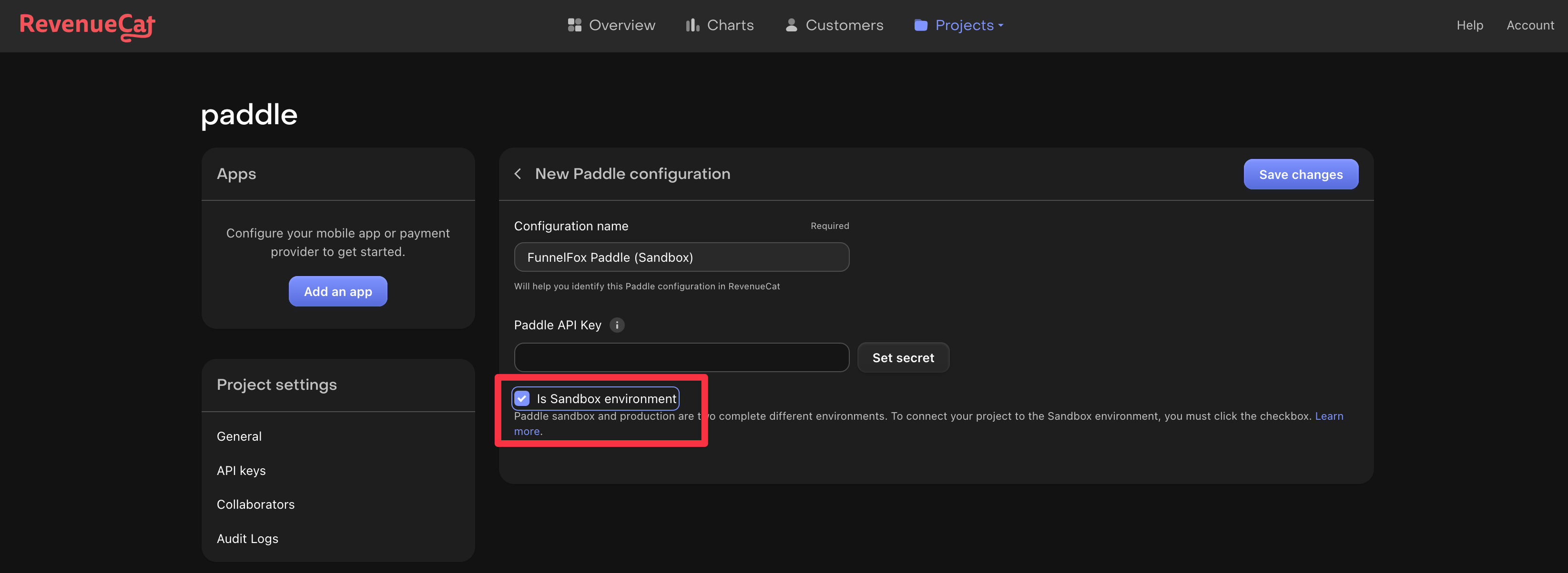 Paddle sandbox environment setup