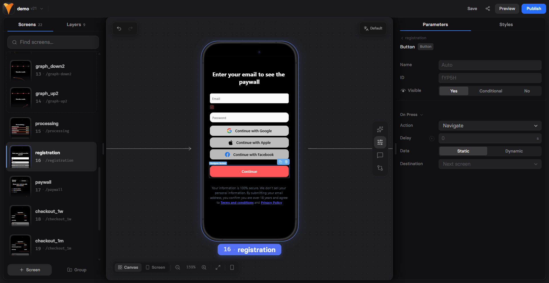 Button element in Editor
