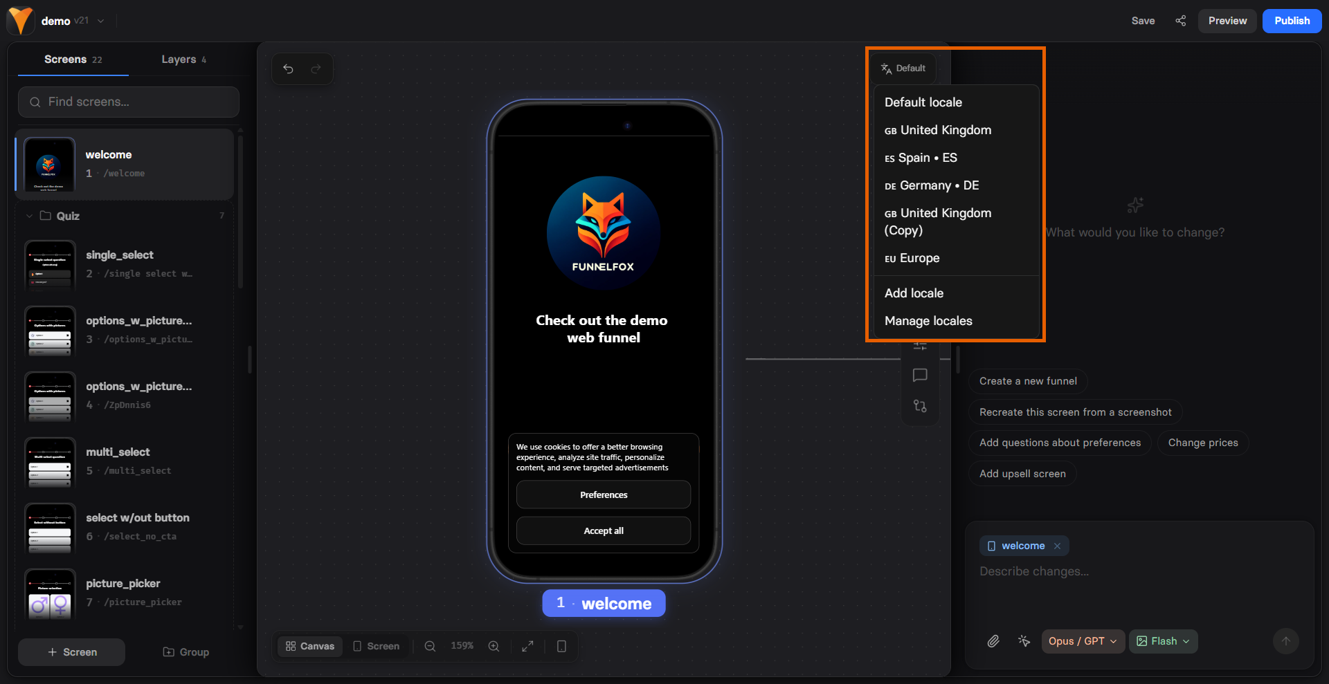Language switcher in Visual Editor