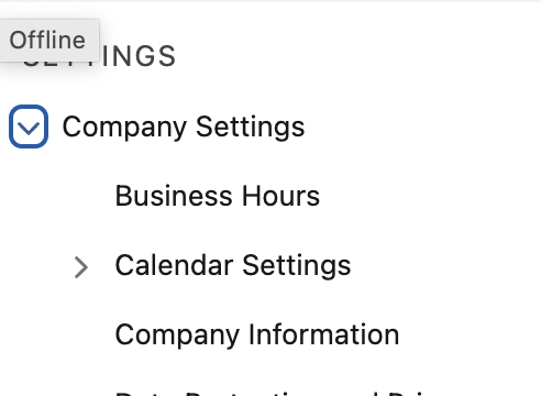 Quick Find search for Company Settings