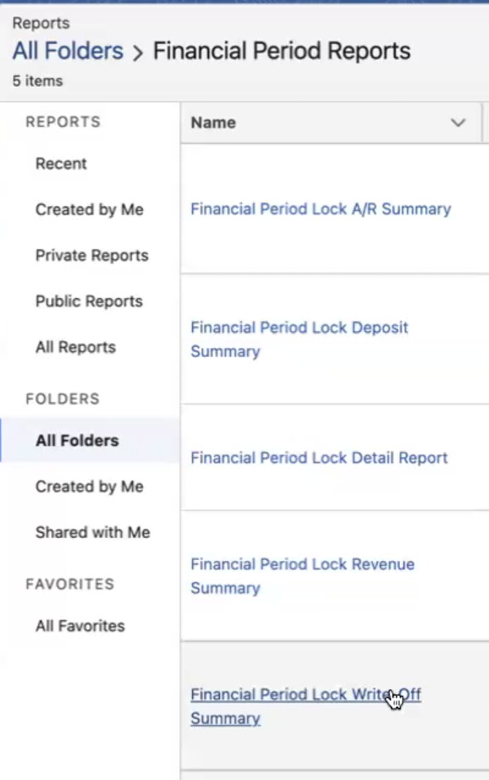 Selecting a Financial Period report