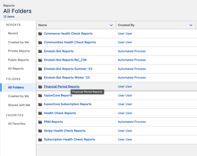 Financial Period Reports folder