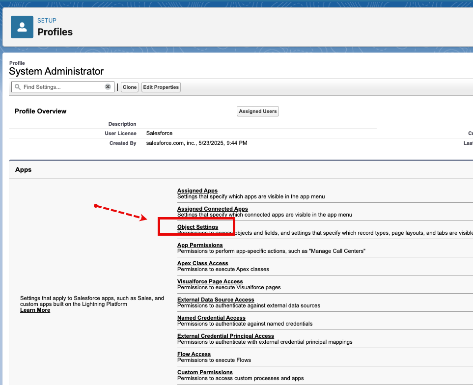 Record Type Settings section showing the Edit link next to Accounts.