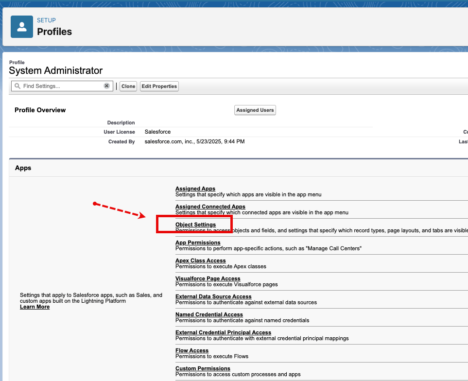 Record Type Settings section showing the Edit link next to Accounts.