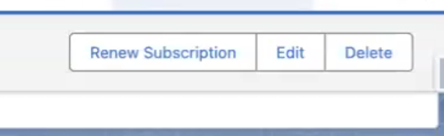 The Renew Subscription button at the top right of a Benefit Allocation record