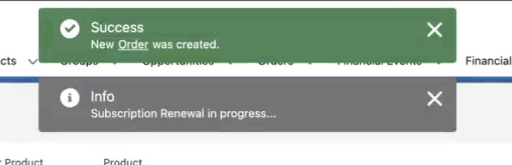 The pop-up indicating that the subscription renewal is in progress