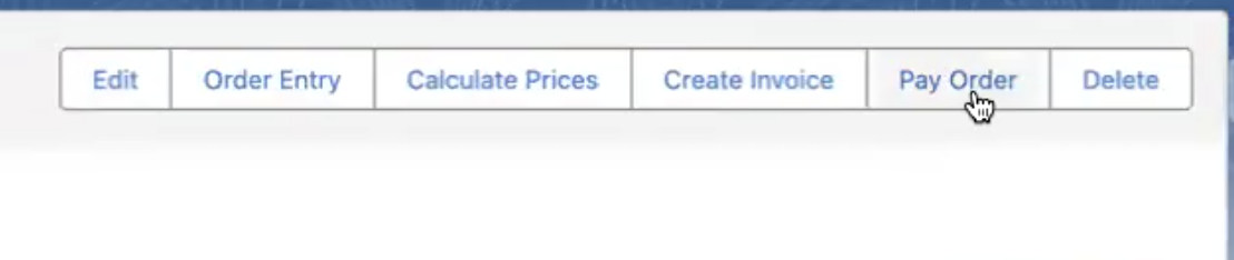 The Pay Order button at the top right of the Order detail page