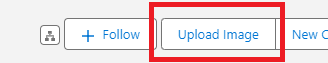 Business Unit record page with the Upload Image action highlighted in the top right corner.