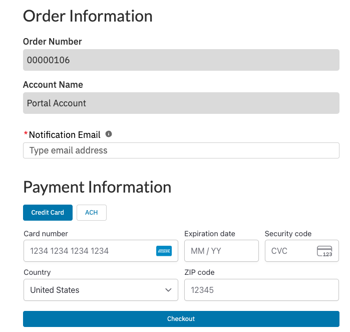 Checkout interface ready to submit payment