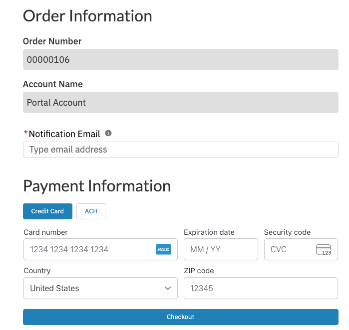 Checkout interface ready to submit payment
