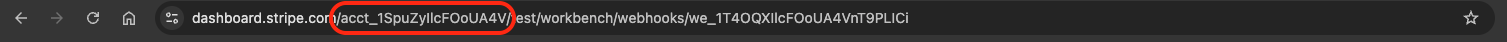 Browser address bar showing the Stripe account ID