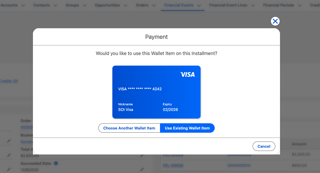 Choosing a payment method for the installment