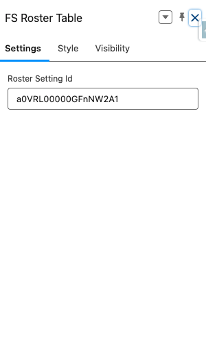 The RosterManageComponent property panel with the Roster Setting ID field