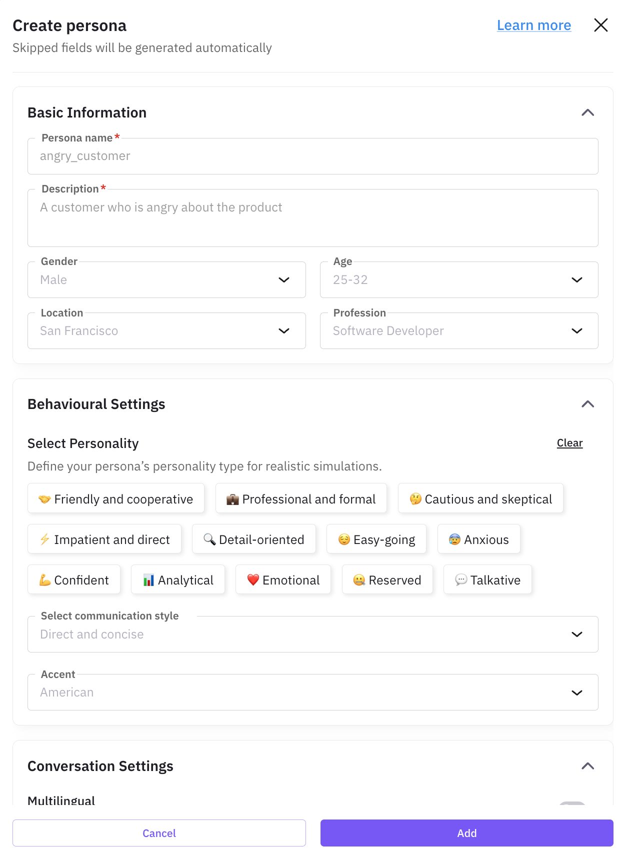 Create Custom Personas