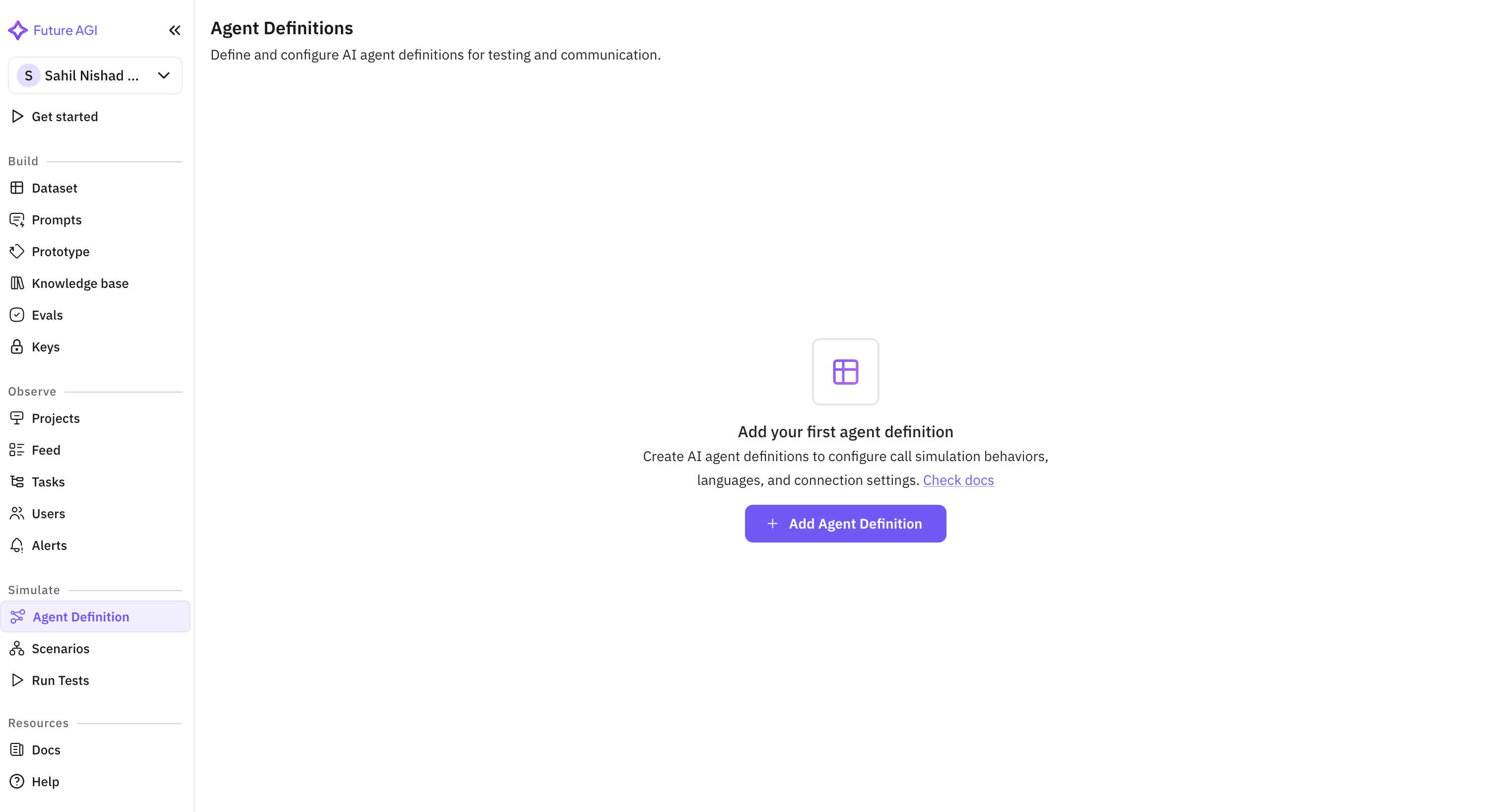 Agent Definitions Page
