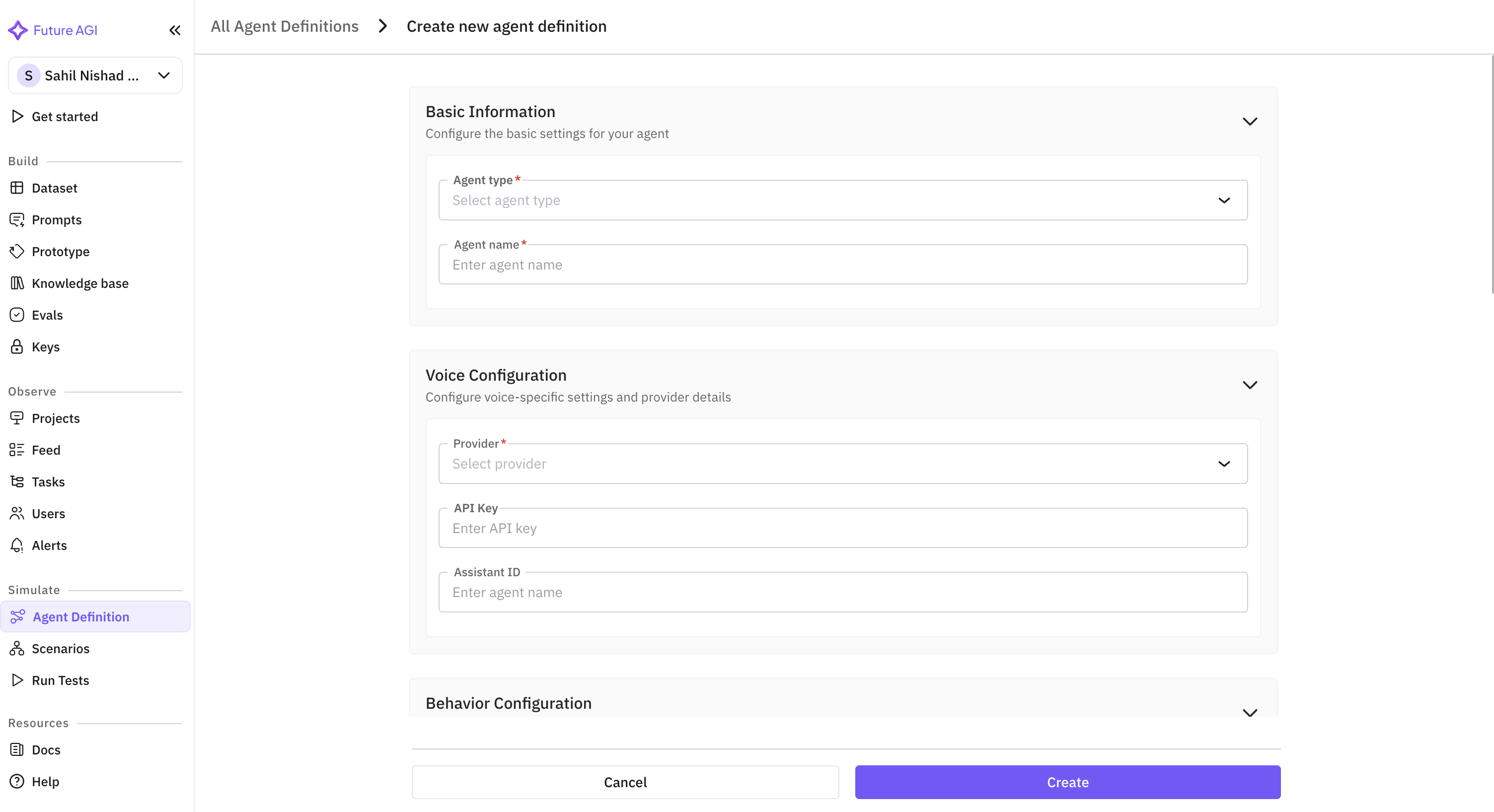 Agent Definitions Page