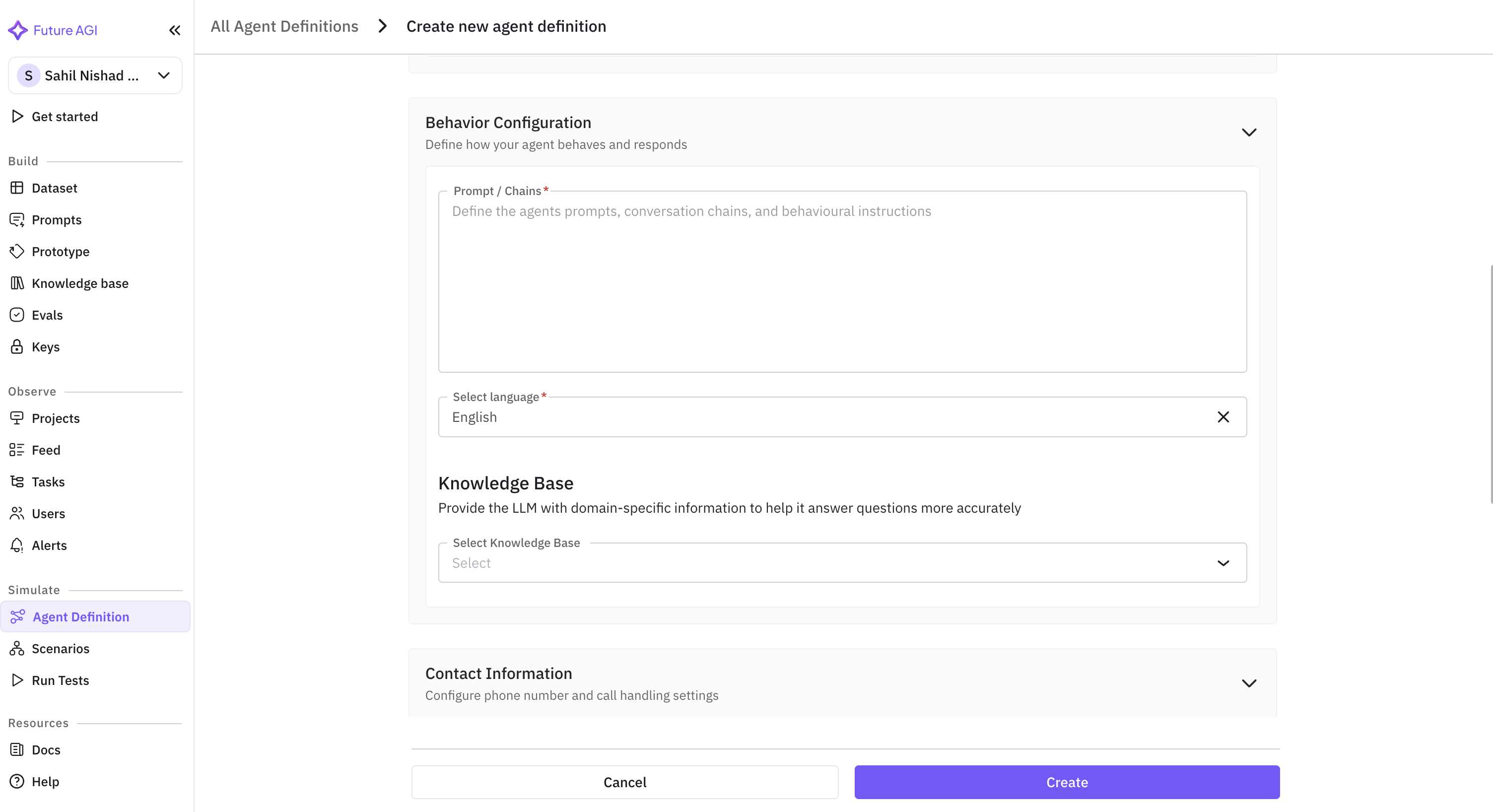 Agent Definitions Page