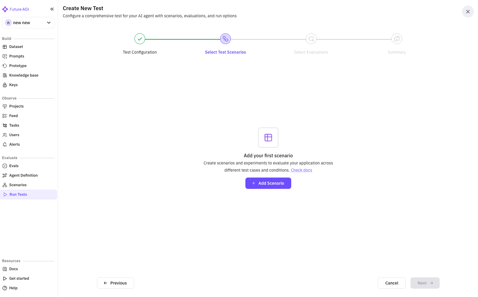 No Scenarios Empty State