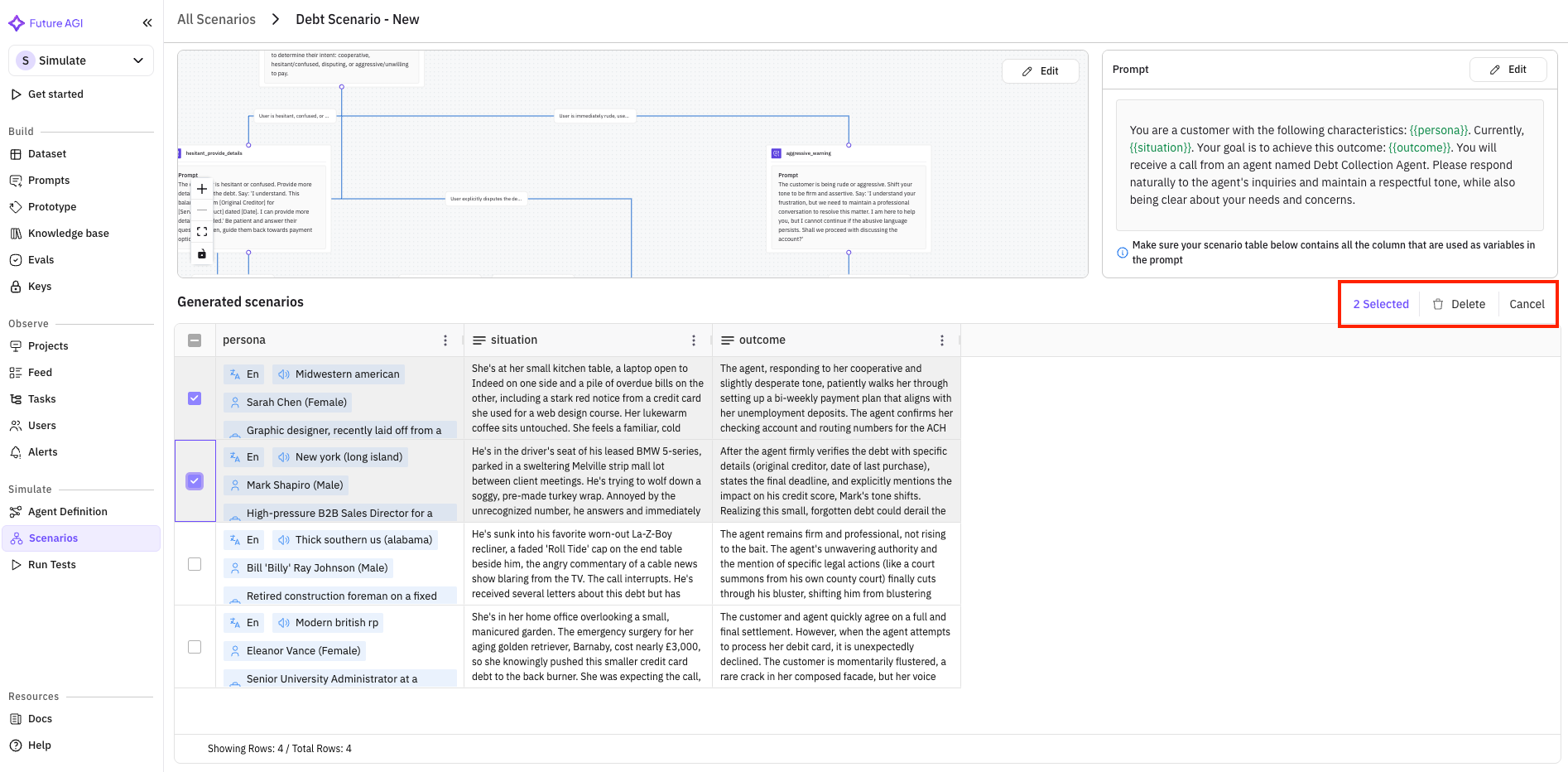 Scenario Delete rows
