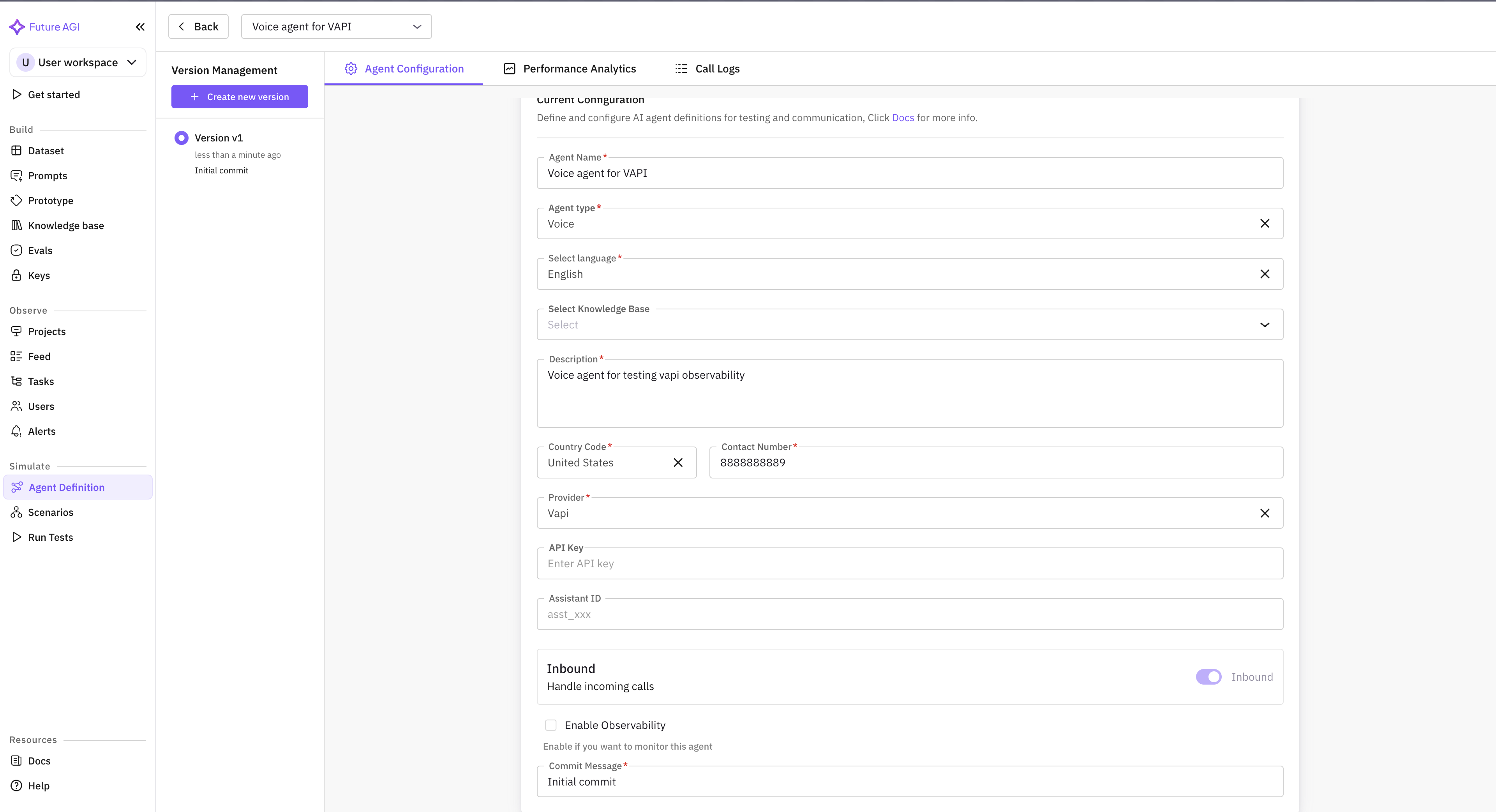 Agent update form observability disabled