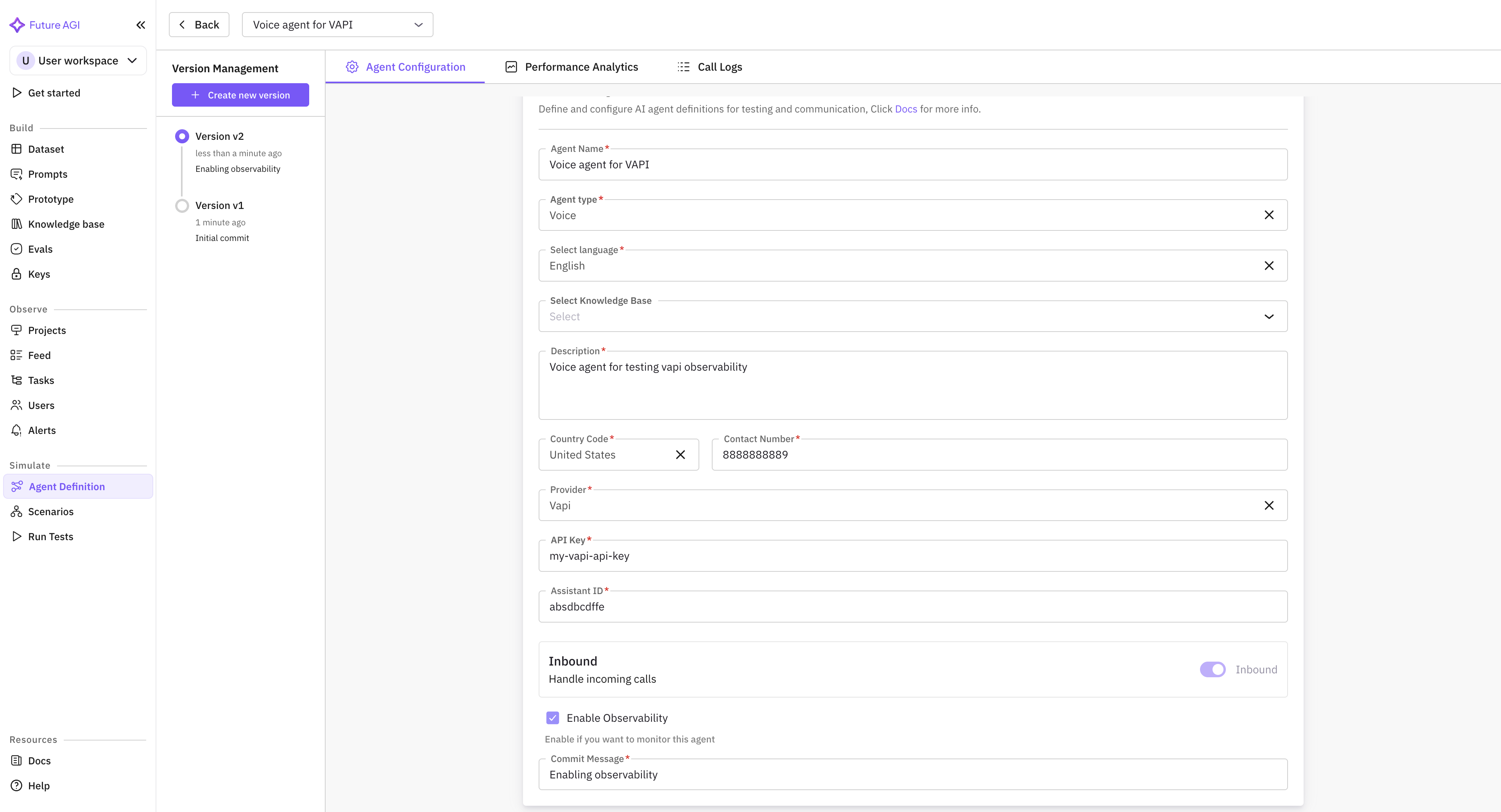 Agent update form observability enabled