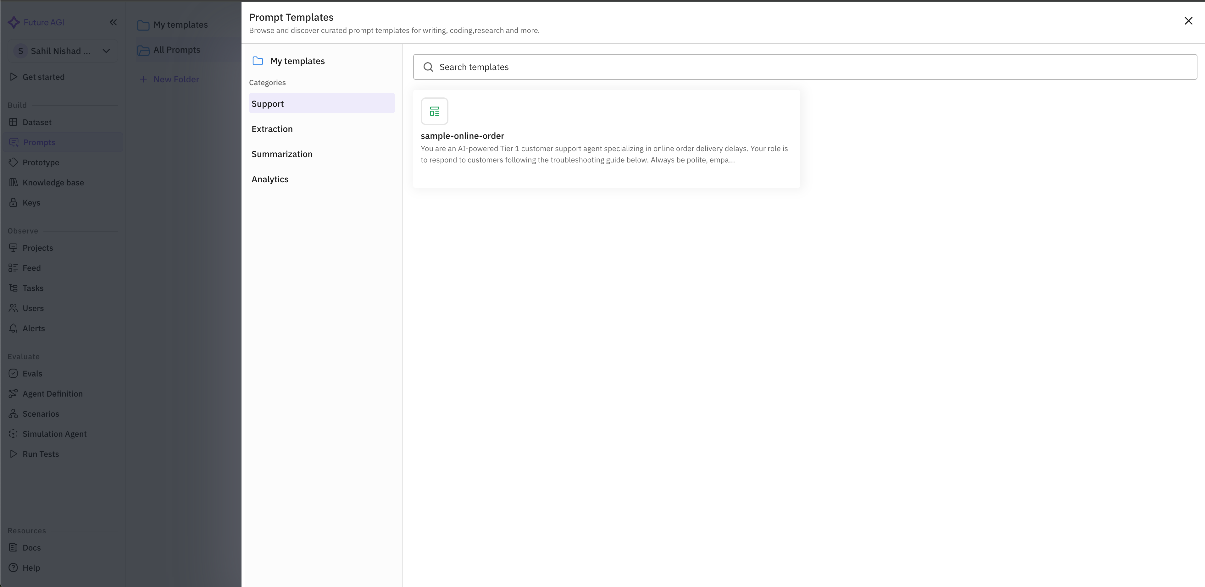 Select Start with a template