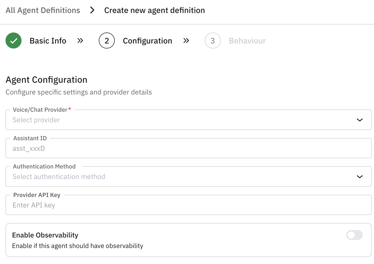 Agent Definitions Page