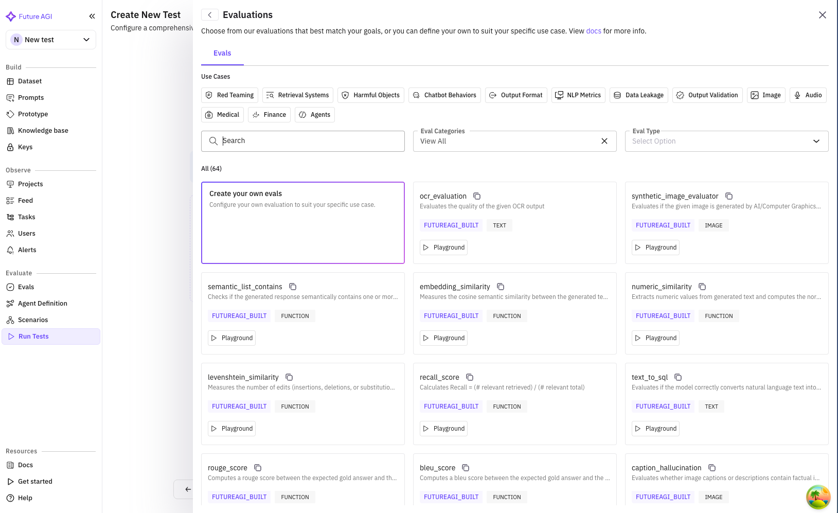 Evaluation Selection Dialog