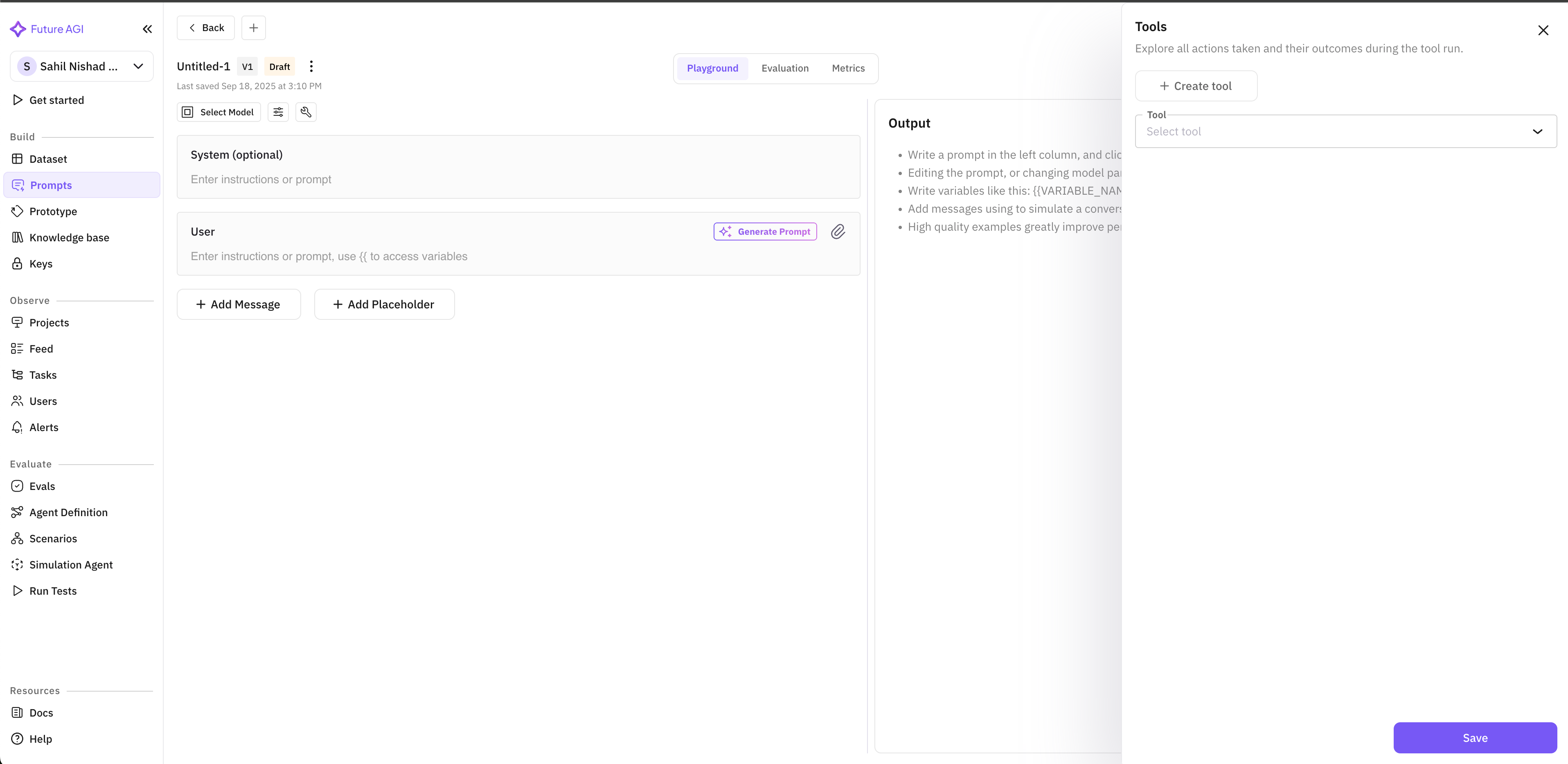 Access tools tab