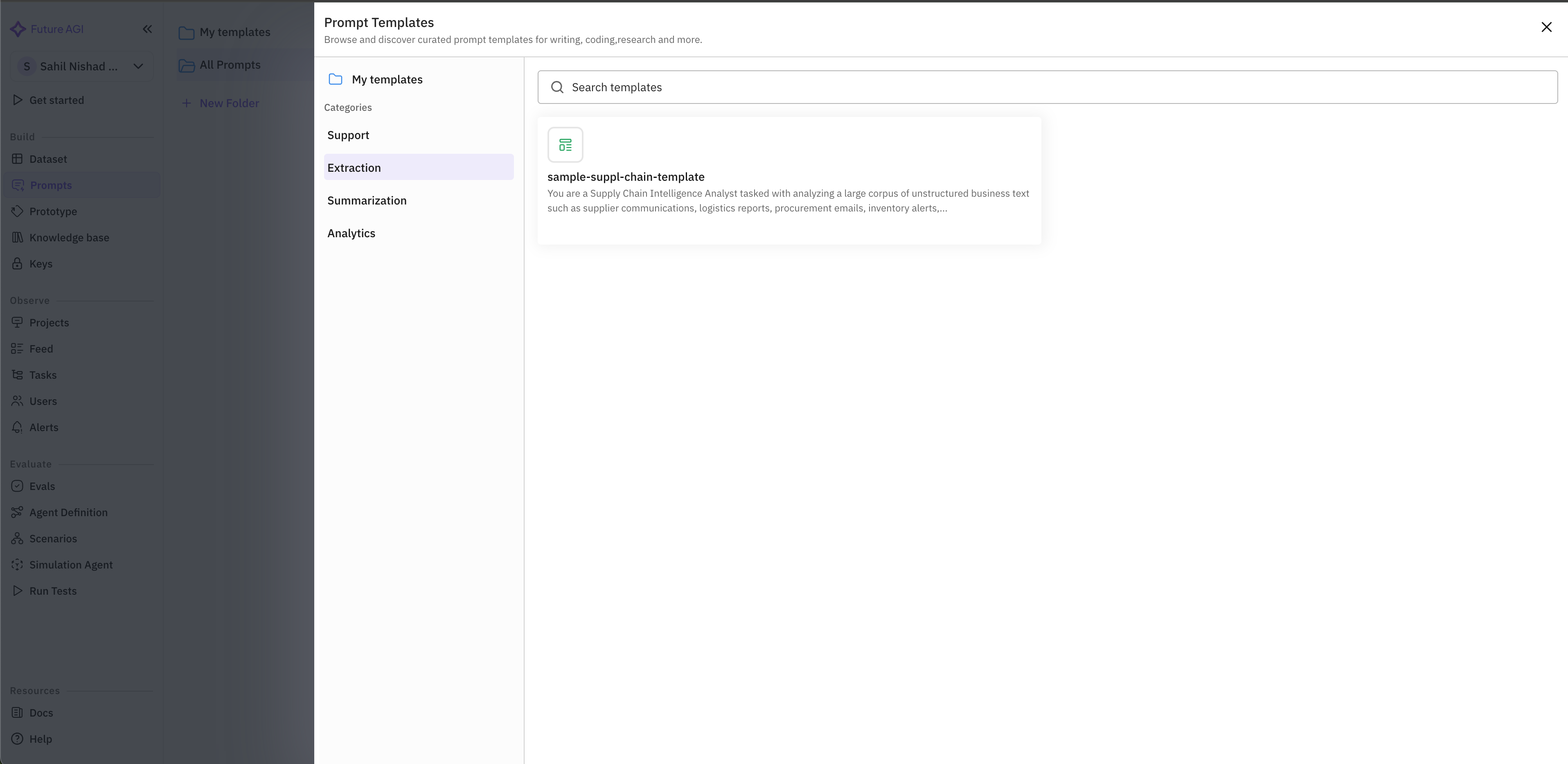 Browse template categories