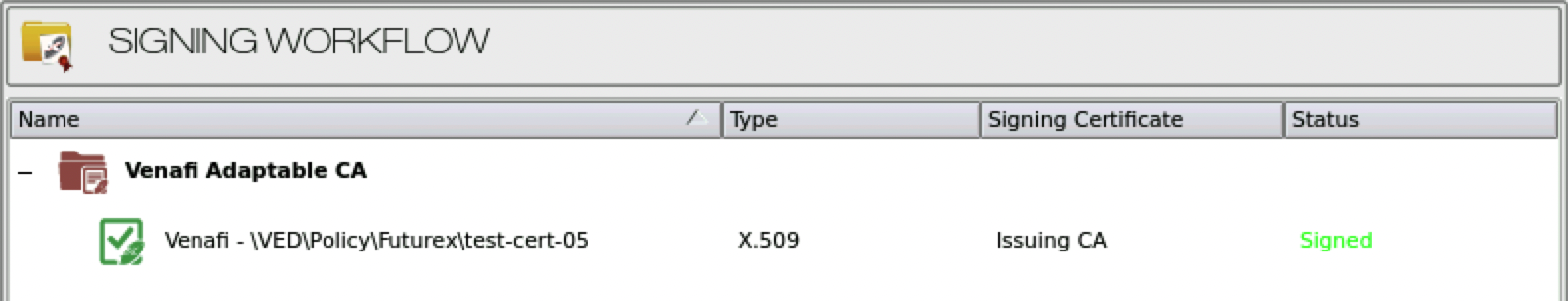 Signing Workflow showing Signed status