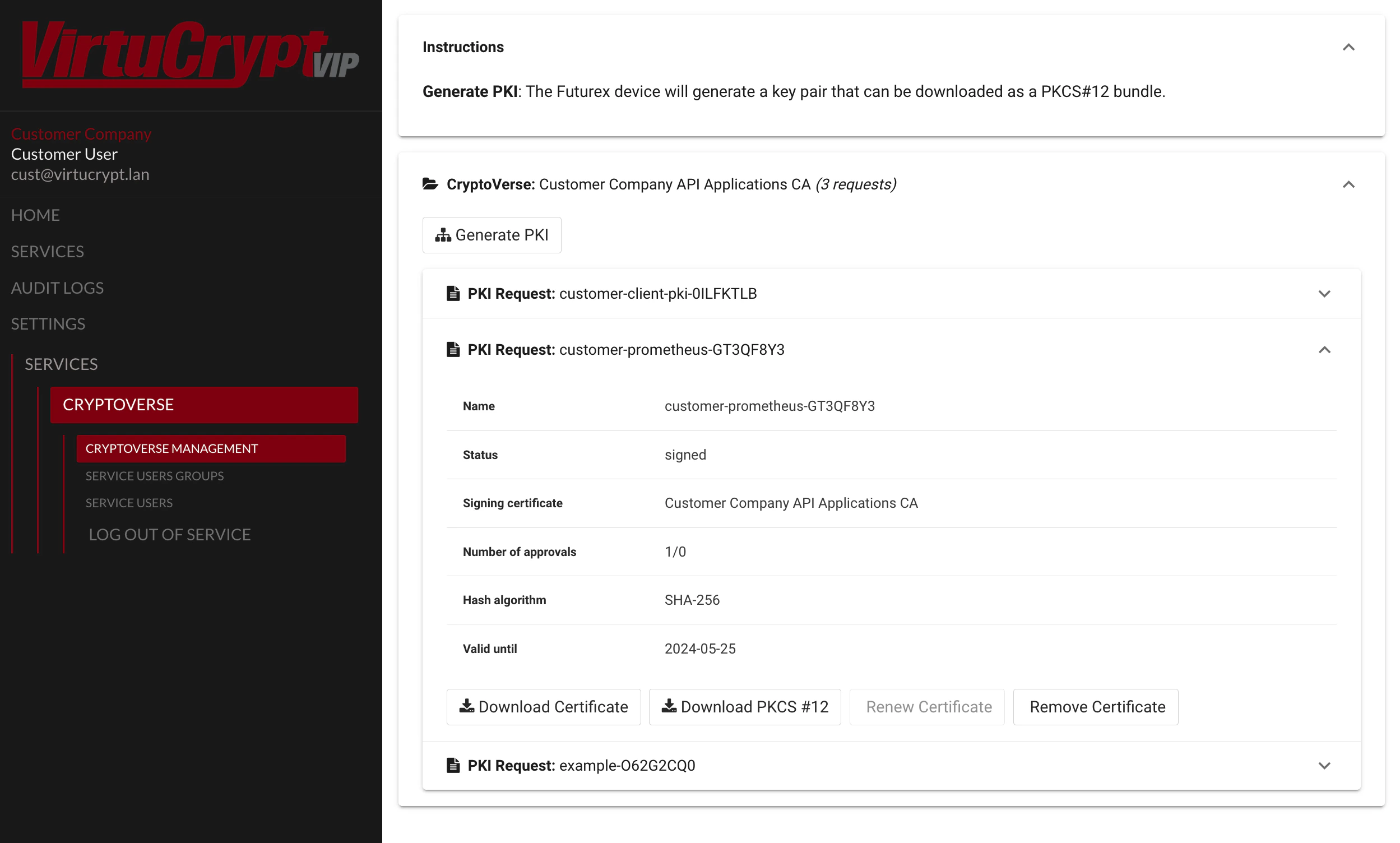 Certificate details