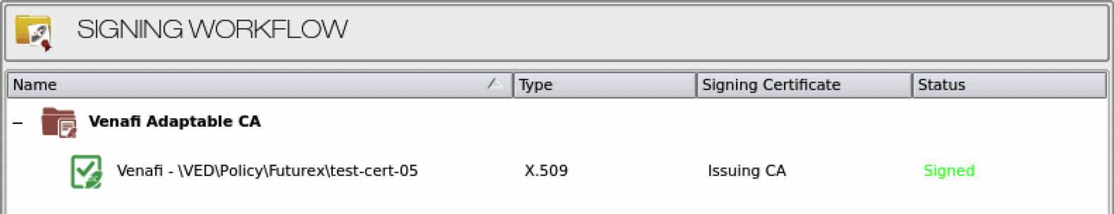 Signing Workflow showing Signed status