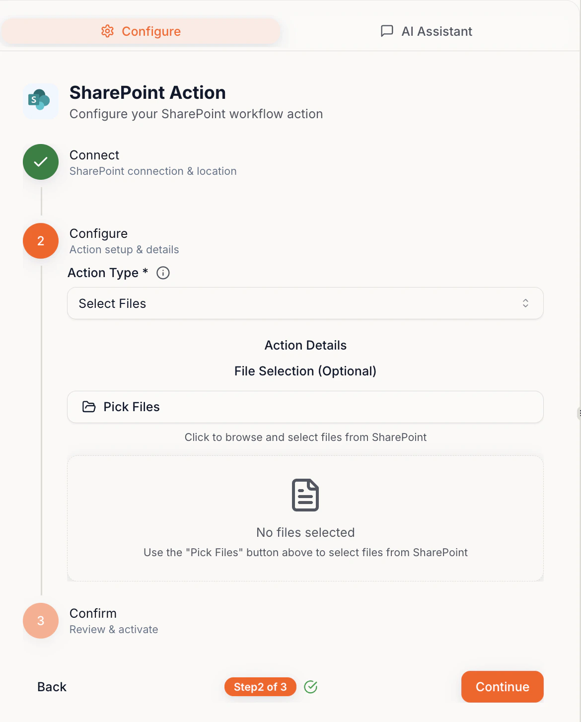 SharePoint file selection