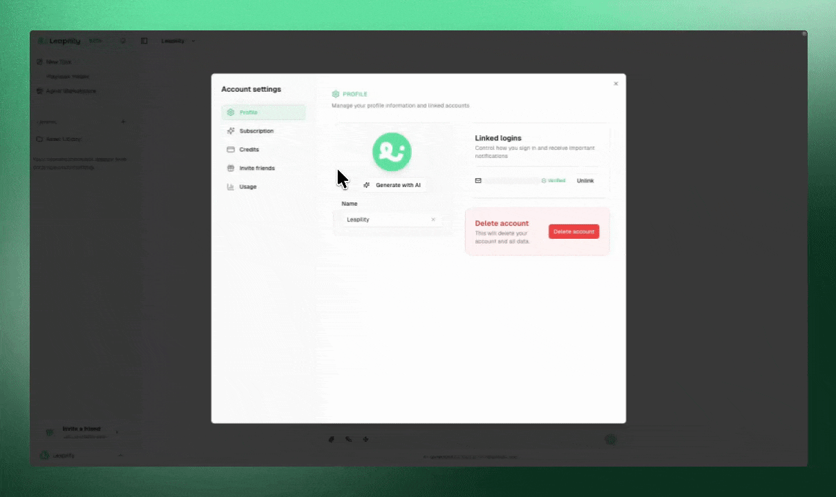 Personal Center - Leapility docs