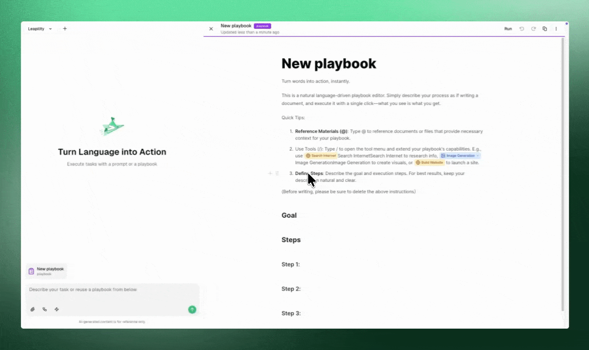 Playbook - Leapility docs