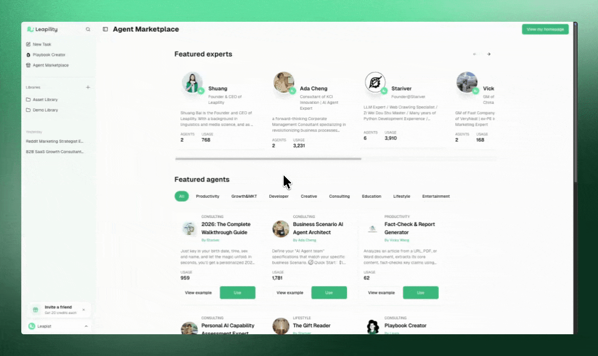 Agent Marketplace - Leapility docs