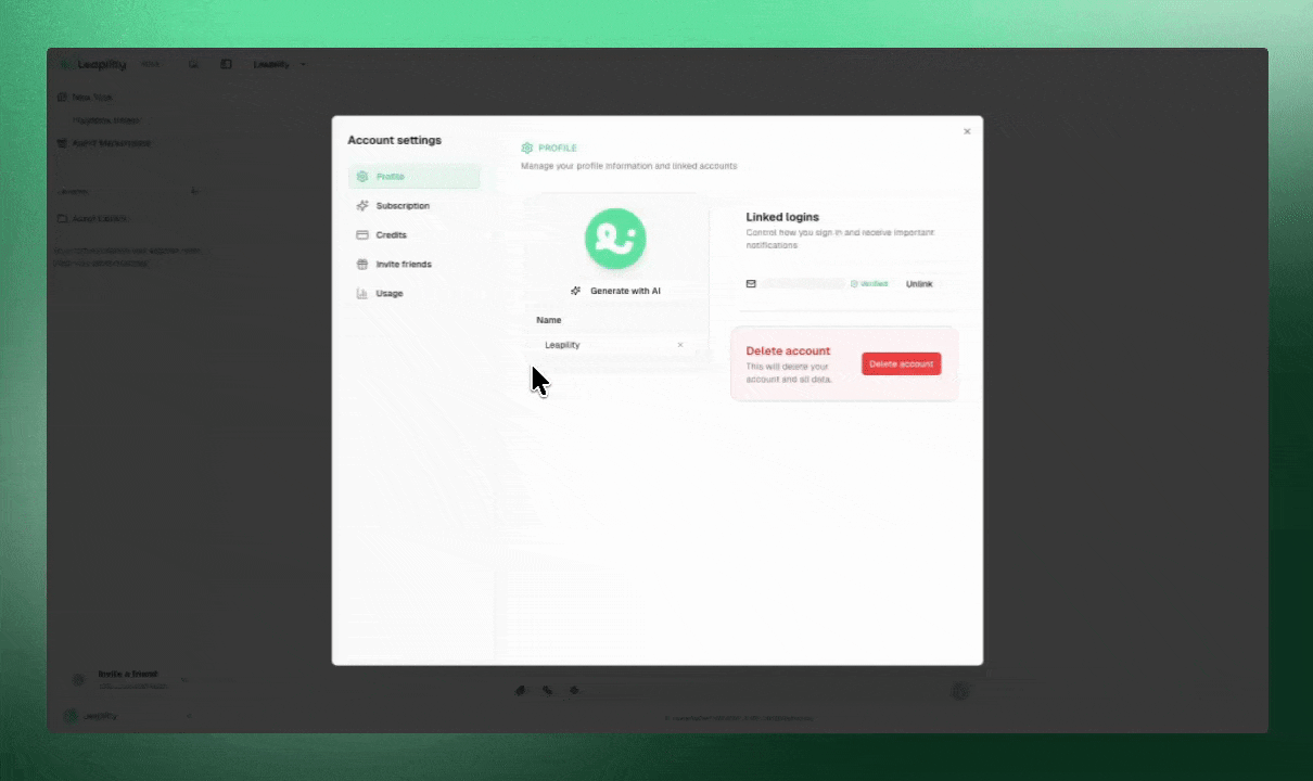 Personal Center - Leapility docs