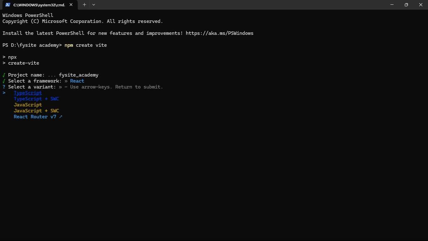 Vite variant selection
