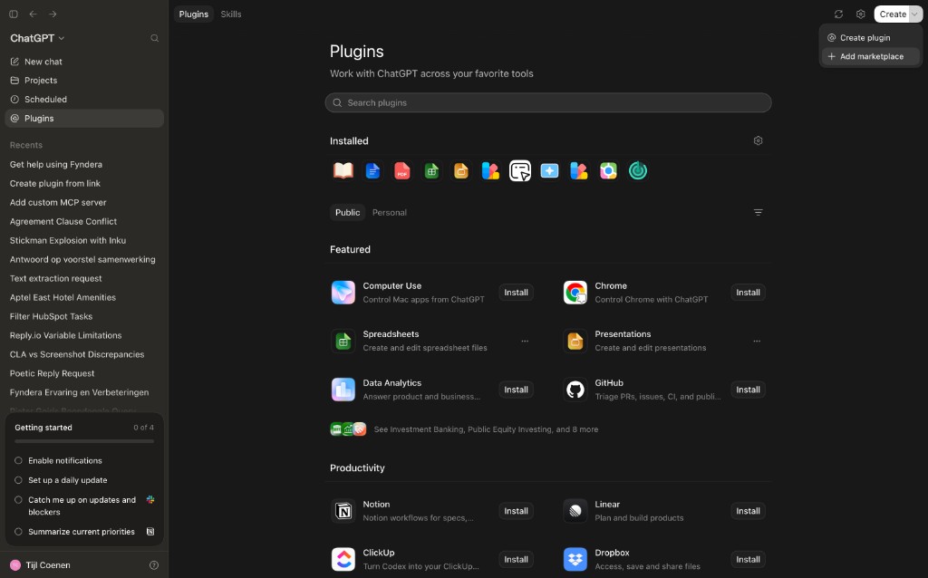 Create plugin menu