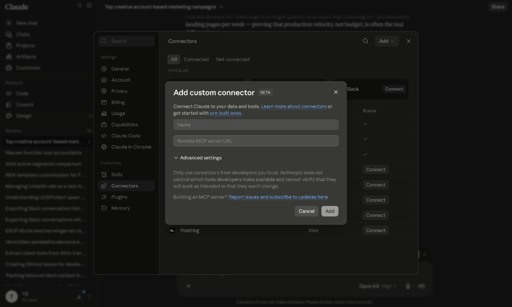 Add custom connector formulier