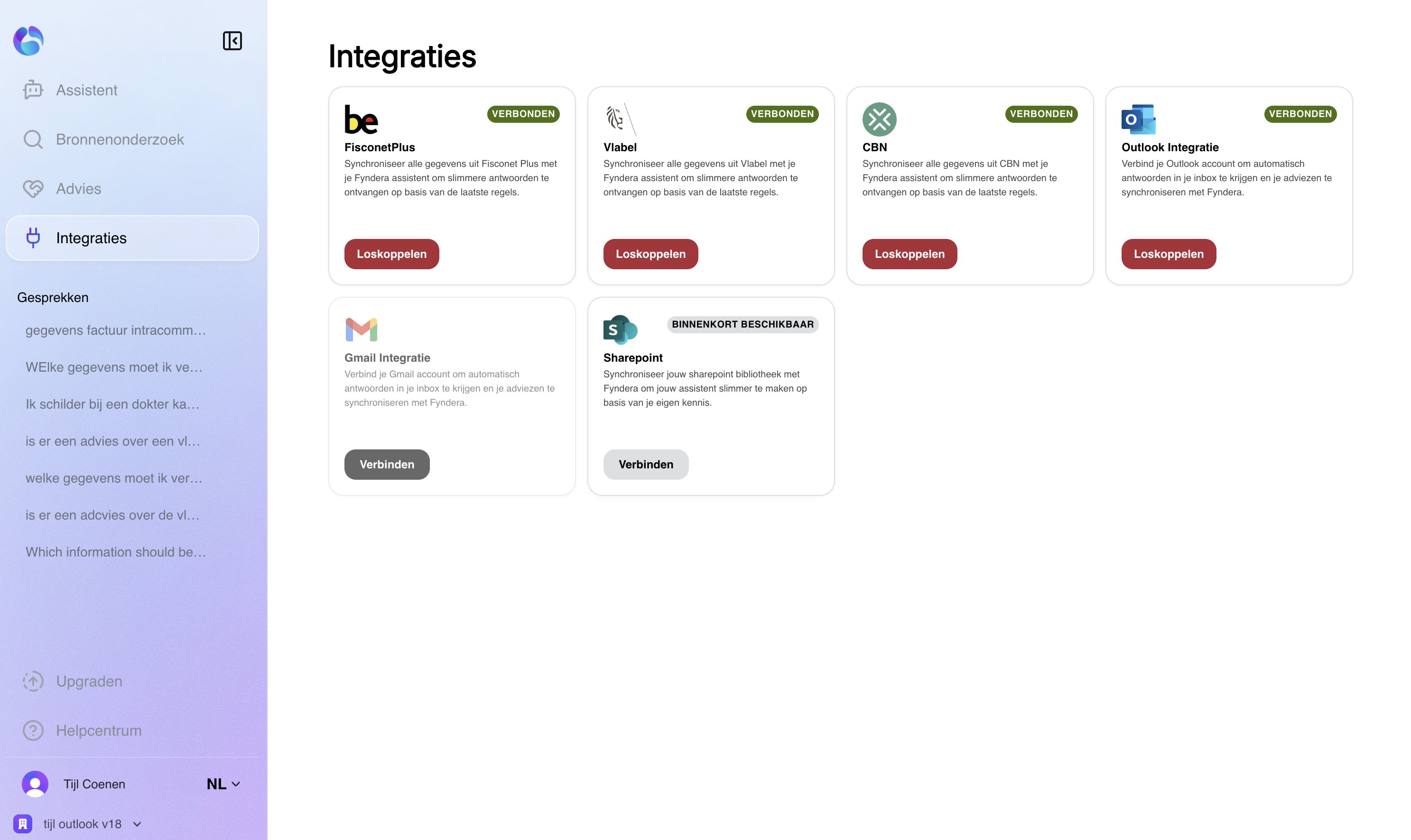 Outlook integratie overzicht