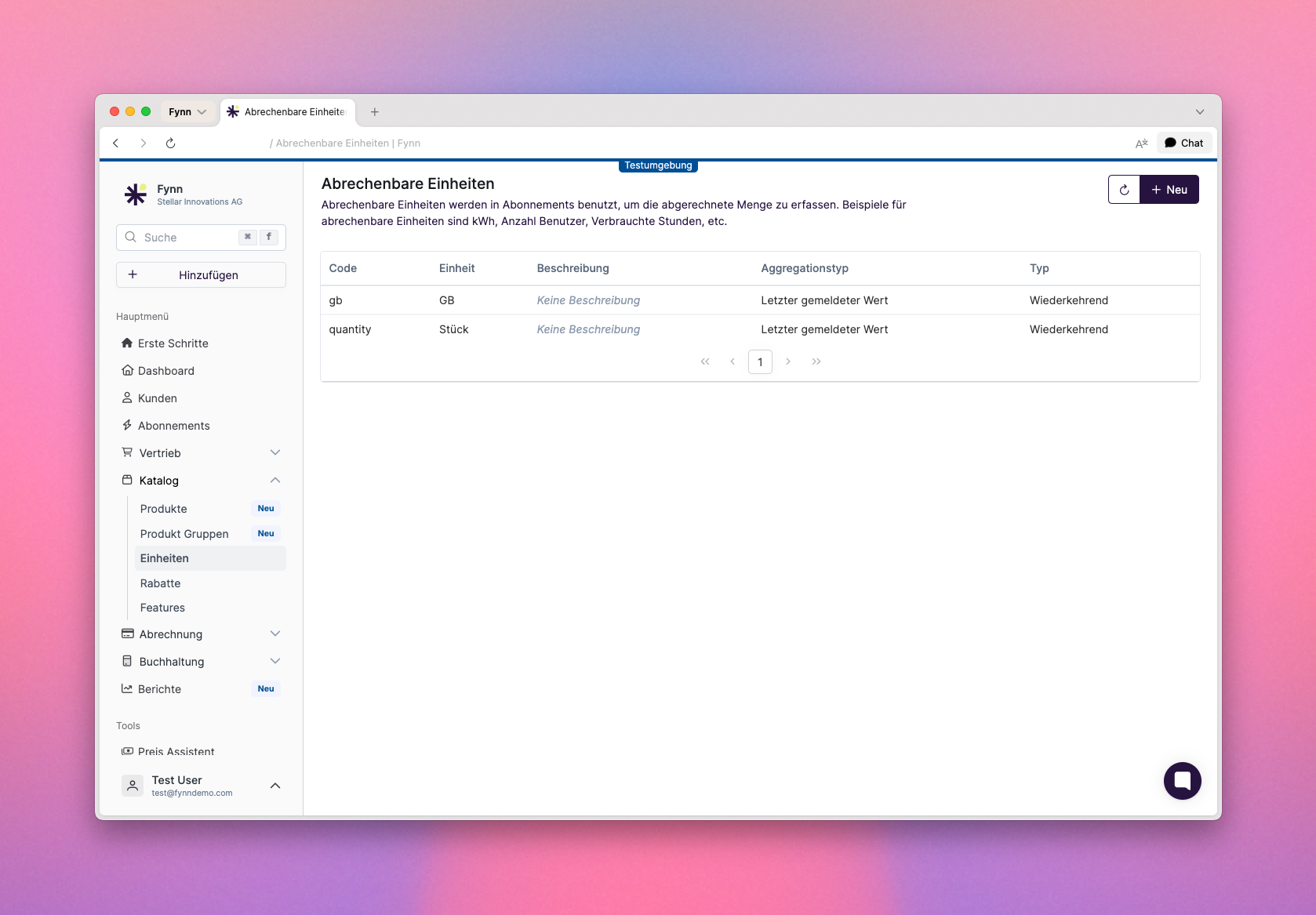 Abrechenbare Einheiten