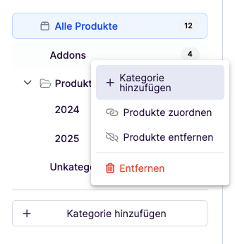Produkte zu Kategorien hinzufügen