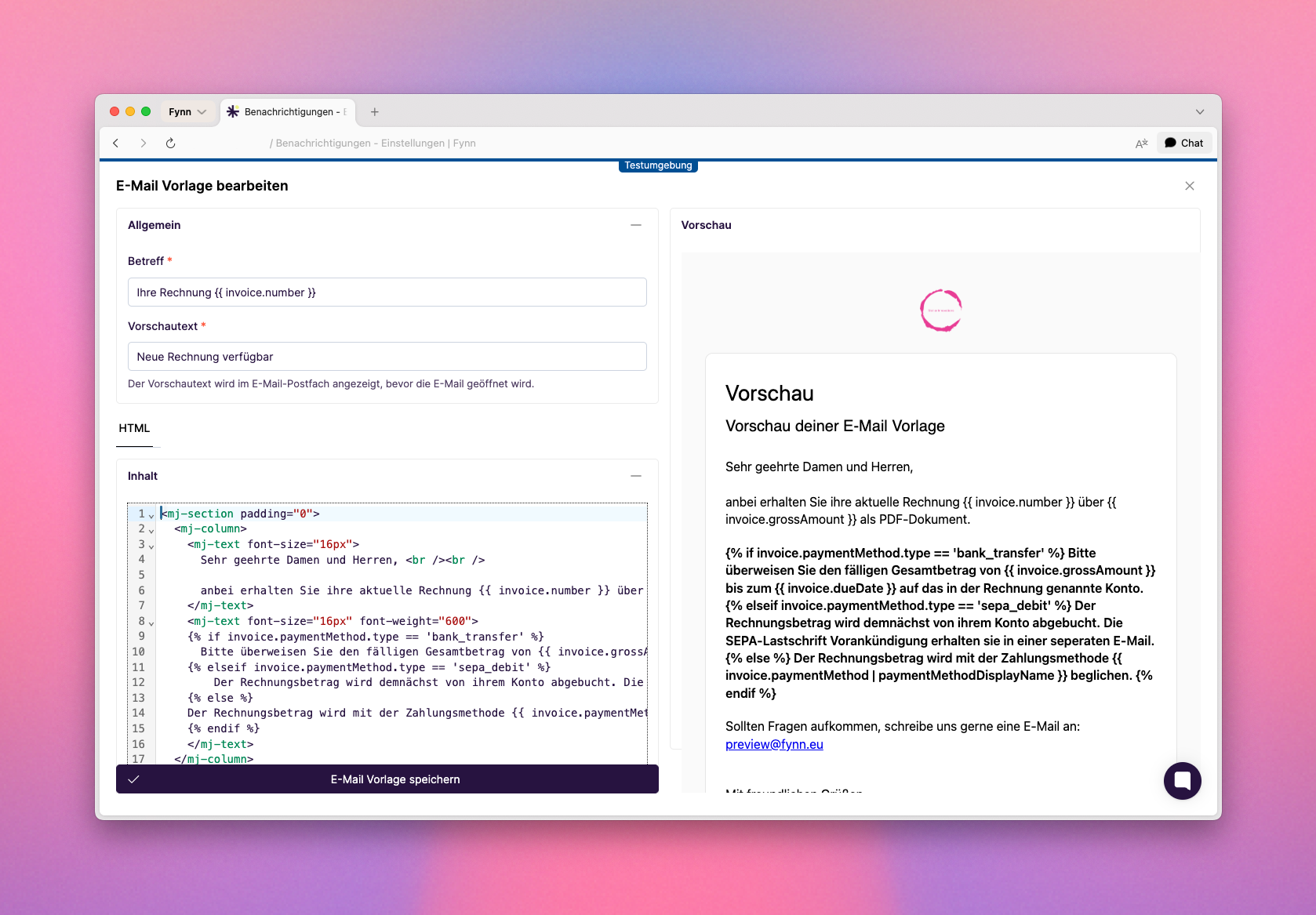 Einstellungen der Benachrichtungen